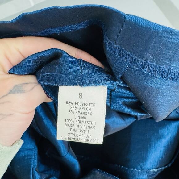 Emma And Michele Blue Satin Sleeveless A Line Dress Women’s Size 8 - Picture 6 of 7